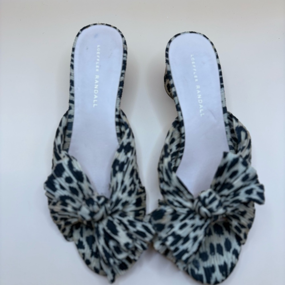 Loeffler Randall Black and White Mules with Bow Detail